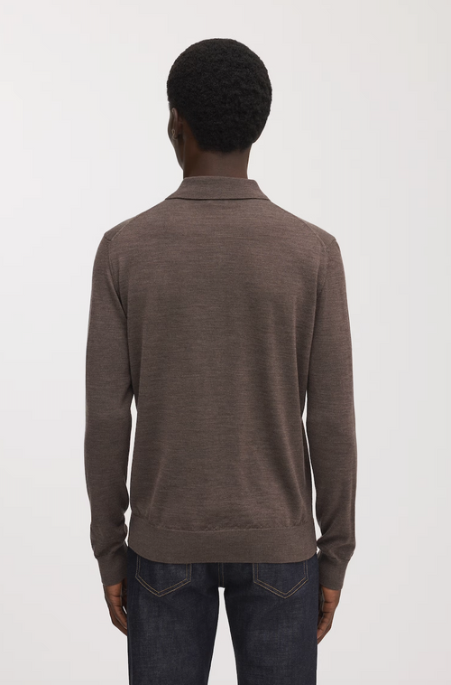 Long Sleeve Polo in Light Brown