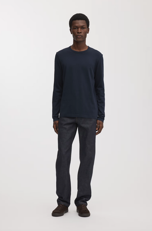 Long Sleeve Cotton T-Shirt in Navy