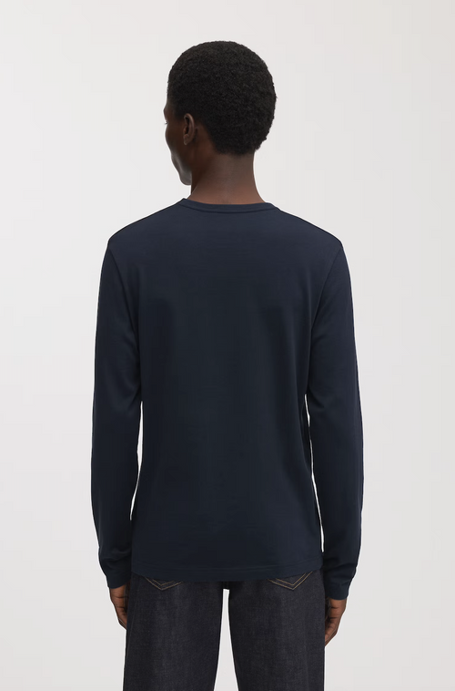 Long Sleeve Cotton T-Shirt in Navy