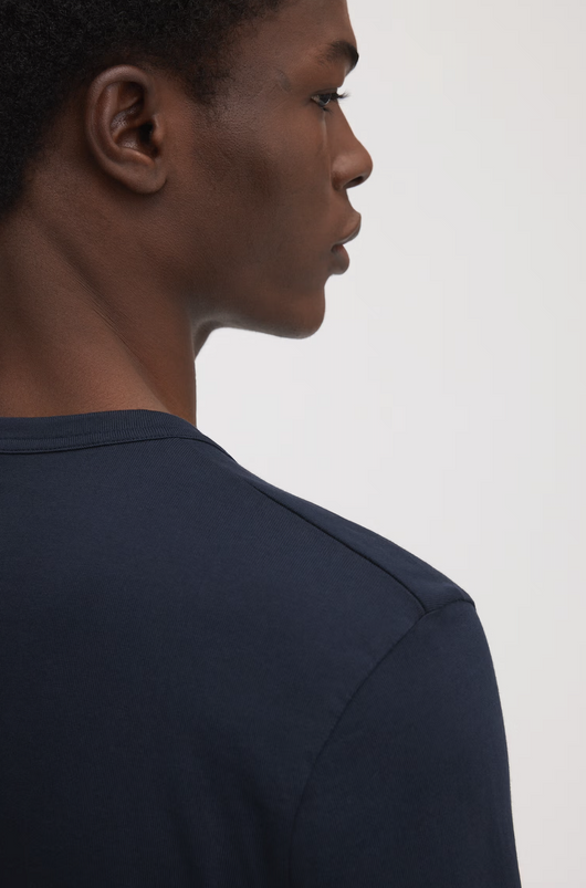 Long Sleeve Cotton T-Shirt in Navy